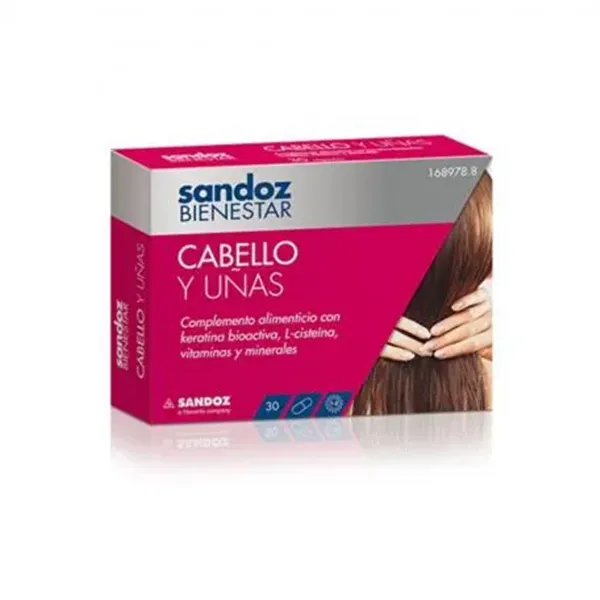 Sandoz Bienestar Cabello y Uñas Complemento Alimenticio 90 Cápsulas