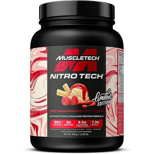 Nitro-Tech, Белый шоколад с малиновой рябью — 908 г
