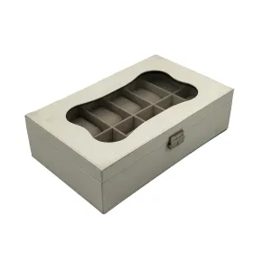 Pulksteņu kaste Versa Balts Poliuretāns Papīrs spogulis Koks MDF 20 x 8,5 x 32,5 cm