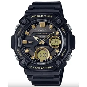 Мужские часы Casio OVERSIZE 10 YEAR BATTERY Чёрный (Ø 52 mm)