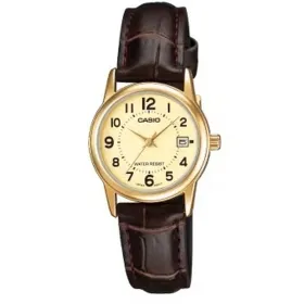Женские часы Casio LADY DATE LEATHER - GOLD (Ø 31 mm)