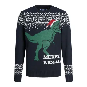 Unisex neulepusero Jack & Jones T REX Laivastonsininen