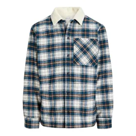 Vyriški marškiniai su ilgomis rankovėmis Jack & Jones Jjzac Teddy Overshirt Ls Tamsiai mėlyna