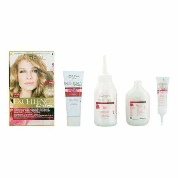 Permanent Dye L'Oreal Make Up Excellence Nº 8 Rubio Claro Nº 8-Rubio Claro 192 ml