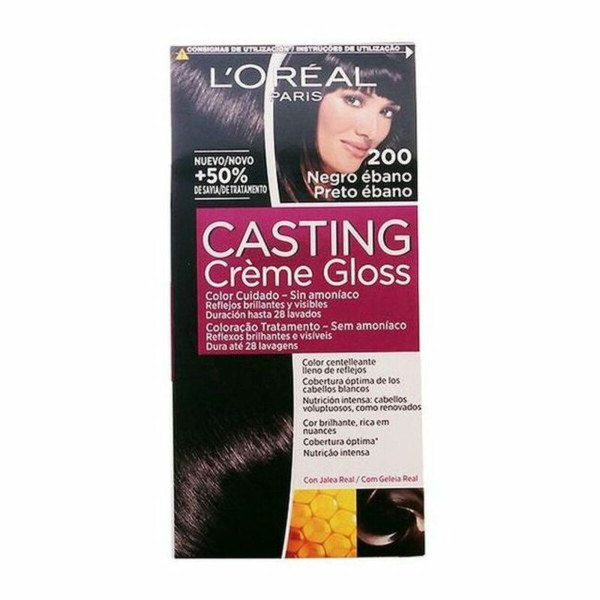 Dye No Ammonia L'Oreal Make Up Casting Creme Gloss Ebony Black 180 ml