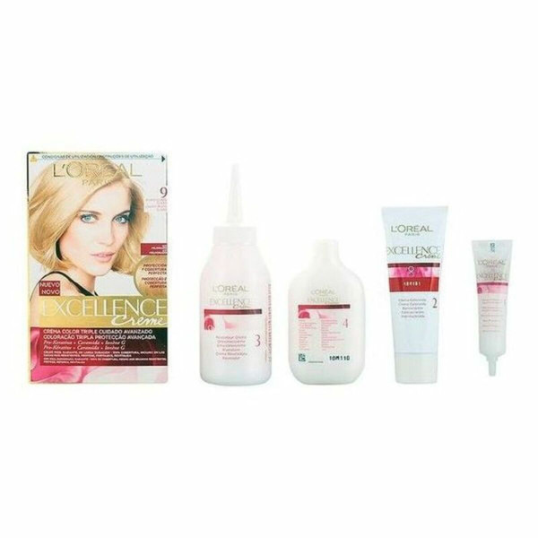 Permanent Dye L'Oreal Make Up Excellence Nº 9 Rubio Claro Claro Nº 9-Rubio Claro Claro 192 ml