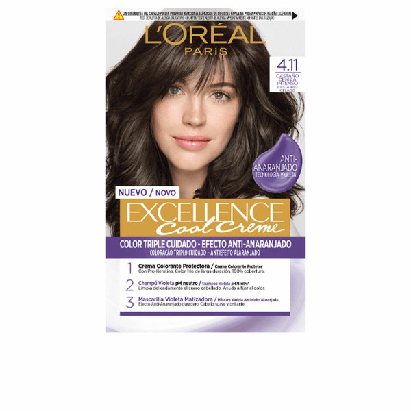 Permanent Colour Creme L'Oreal Make Up Excellence 4.11-castaño ceniza intenso Nº 4.11-Castano Ceniza Intenso Nº 4.11-Castano Cen