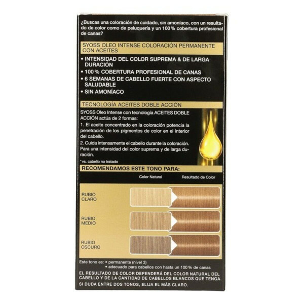 Permanent Dye Syoss Olio Intense Natural Blonde Nº 7,10 Platinum Blonde Nº 7.10-Rubio Natural