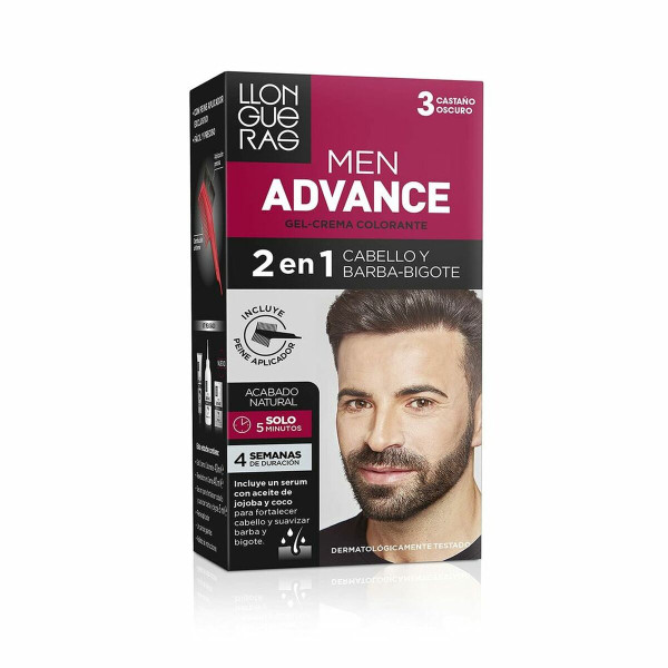 Colouring Cream Llongueras Men Advance 3 - Dark Brown Nº 3-Castano Oscuro Semi-permanent