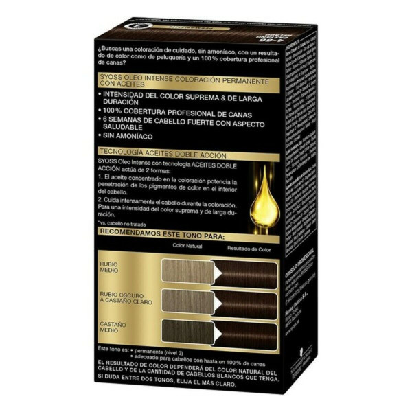 Permanent Dye Syoss Olio Intense Frozen Chestnut Nº 4,86 Platinum Blonde Nº 4.86-Castano Helado