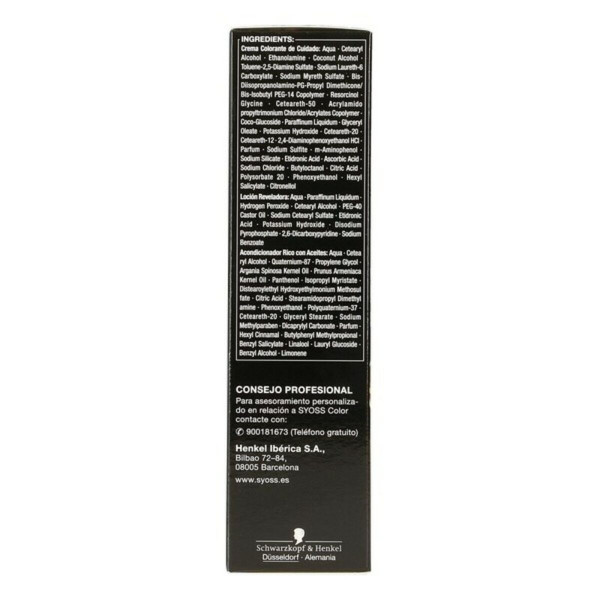 Permanent Dye Syoss Olio Intense Black Intense Nº 1,10 Platinum Blonde Nº 1.10-Negro Intenso