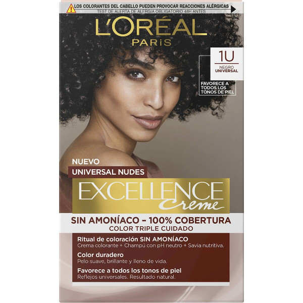 Permanent Dye L'Oreal Make Up Excellence Black Nº 1-Black (5 Units)
