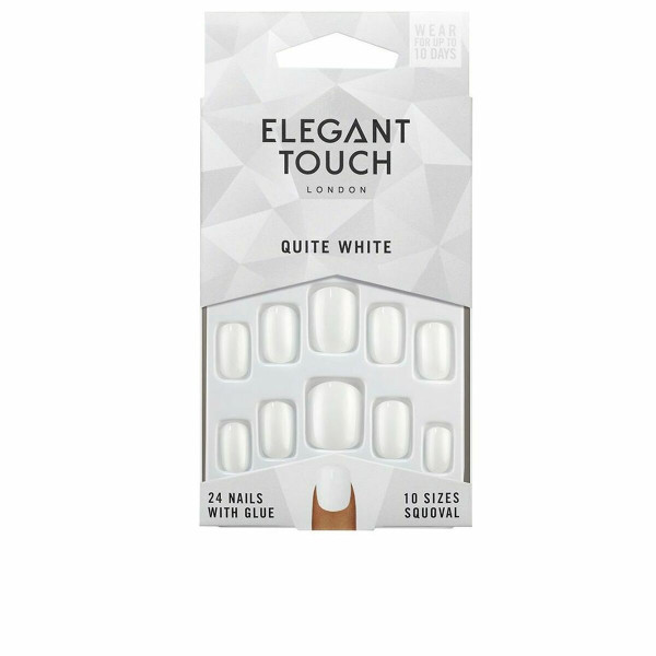False nails Elegant Touch Polished Colour Rounded Quite White 24 Pieces (48 uds)