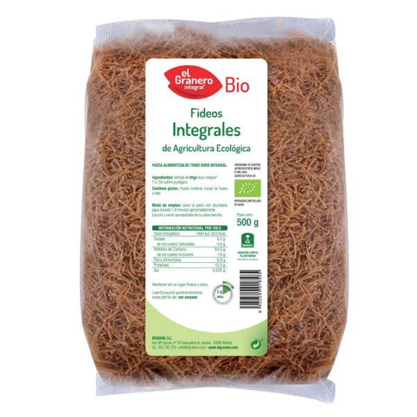 Granero Fideos Finos Int Bio 500g