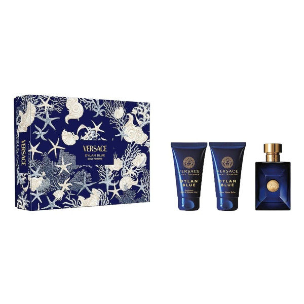 Versace Dylan Blue Pour Homme Eau De Toilette 50ml Spray Gel De Baño 50ml Balsamo After Shave 50ml
