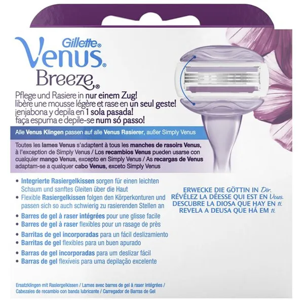Skutimosi peiliuko papildymas Gillette Venus Breeze 4 Dalys (4) (4 vnt.)