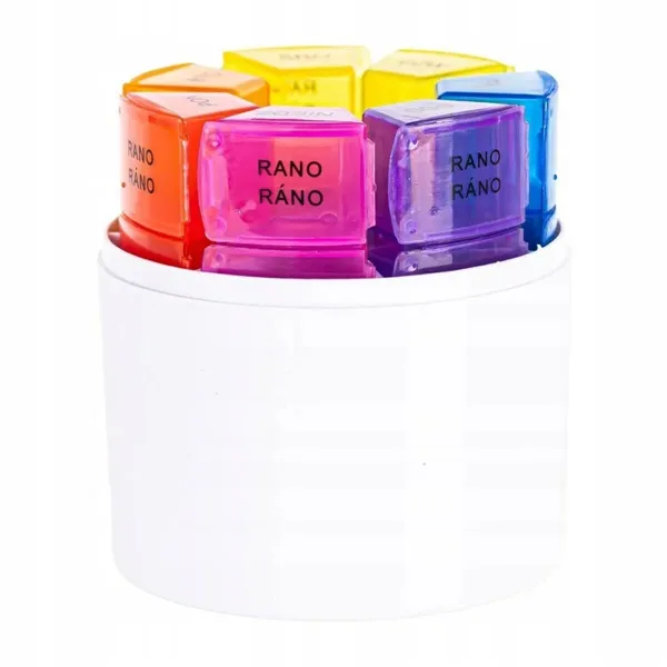 Pillbox with Compartments Depan HELBO White Transparent ABS 9 x 9 x 10 cm (7 Pieces)