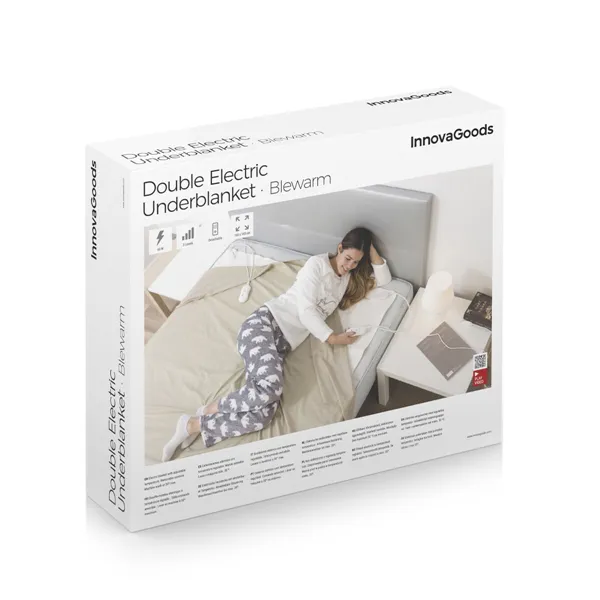 Dvivietis elektrinis antčiužinis Blewarm InnovaGoods Balta 140 x 160 cm 60+60 W (Naudoti A)