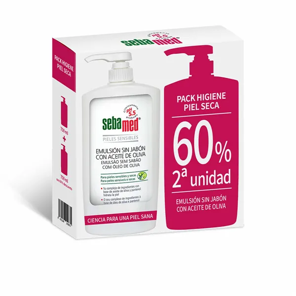Гель без мыла для душа Sebamed Emulsión Sin Jabón 750 ml Сухая кожа Оливковое масло 2 штук