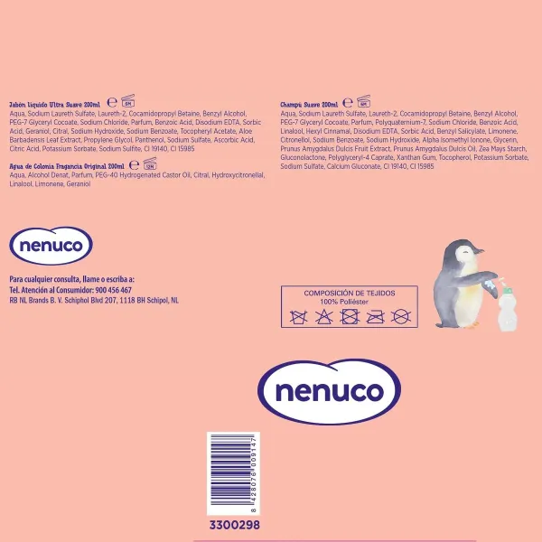 Hygieaniasetti Nenuco MOCHILA PINGÜINO 4 Kappaletta