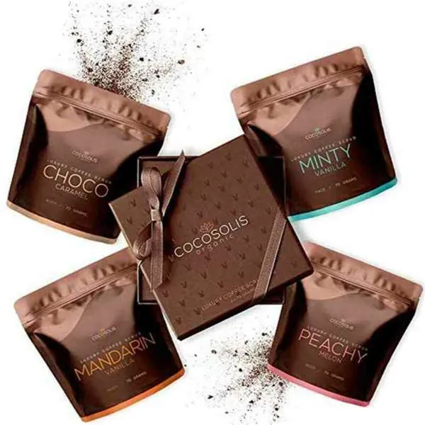 Kasvojen kuorinta-aine Cocosolis Luxury Coffee Scrub Box 4 Kappaletta