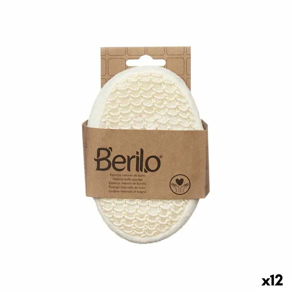 Body Sponge Berilo White Beige 11 x 15 x 5 cm (12 Units)