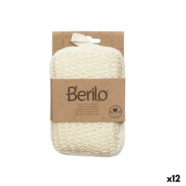 Body Sponge Berilo White Beige 11 x 16,5 x 3 cm (12 Units)