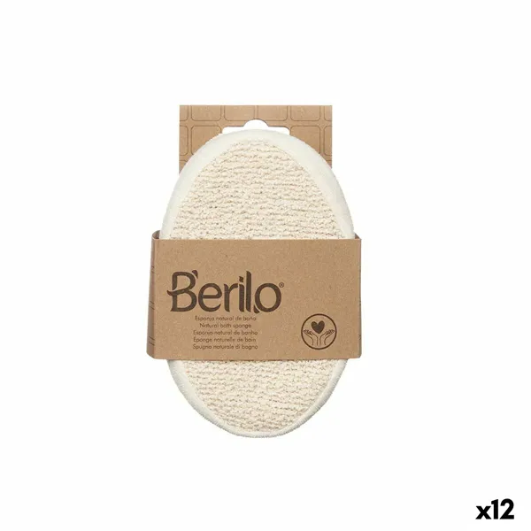 Body Sponge Berilo White Beige 15 x 5 x 10 cm (12 Units)