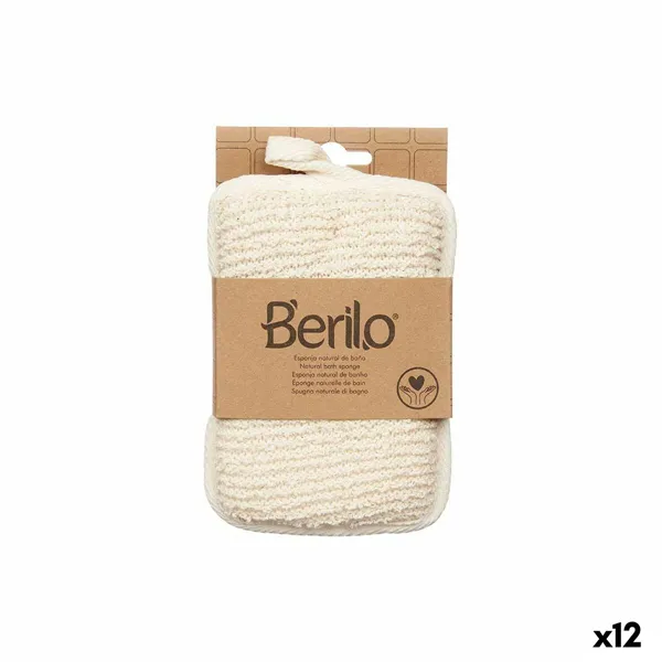 Body Sponge Berilo White Beige 11 x 16,5 x 2 cm (12 Units)