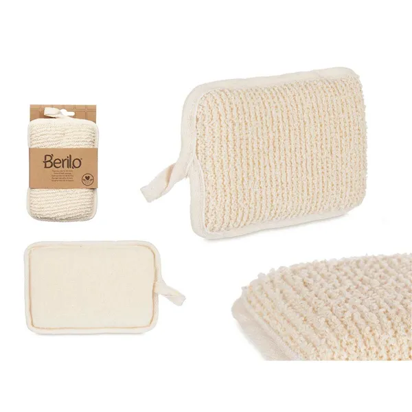 Body Sponge Berilo White Beige 11 x 16,5 x 2 cm (12 Units)