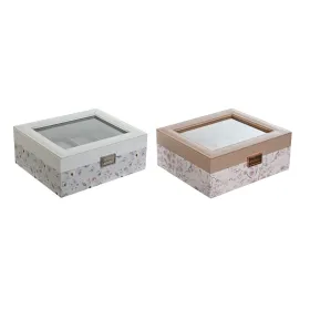Коробка для часов DKD Home Decor Синий Светло Pозовый Стеклянный 22,5 x 19,5 x 9,5 cm (2 штук)