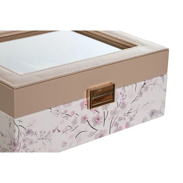 Dėžutė laikrodžiams DKD Home Decor Mėlyna Šviesiai rožinis Stiklas 22,5 x 19,5 x 9,5 cm (2 vnt.)