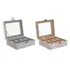 Dėžutė laikrodžiams DKD Home Decor Mėlyna Šviesiai rožinis Stiklas 22,5 x 19,5 x 9,5 cm (2 vnt.)