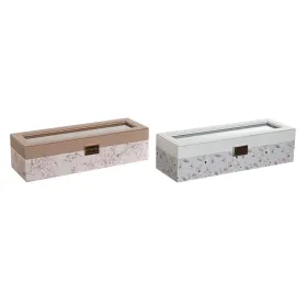 Dėžutė laikrodžiams DKD Home Decor Mėlyna Šviesiai rožinis Stiklas 33 x 11 x 9 cm (2 vnt.)