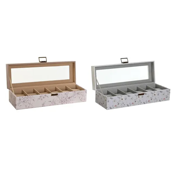 Коробка для часов DKD Home Decor Синий Светло Pозовый Стеклянный 33 x 11 x 9 cm (2 штук)