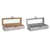 Коробка для часов DKD Home Decor Синий Светло Pозовый Стеклянный 33 x 11 x 9 cm (2 штук)