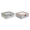 Dėžutė laikrodžiams DKD Home Decor Balta Pilka Alyvinė Šviesiai rožinis PVC Stiklas 22,5 x 19,5 x 9,5 cm (2 vnt.)
