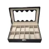 Коробка для часов Versa Чёрный Полиуретан бумага Зеркало Деревянный MDF 20 x 8,5 x 32,5 cm
