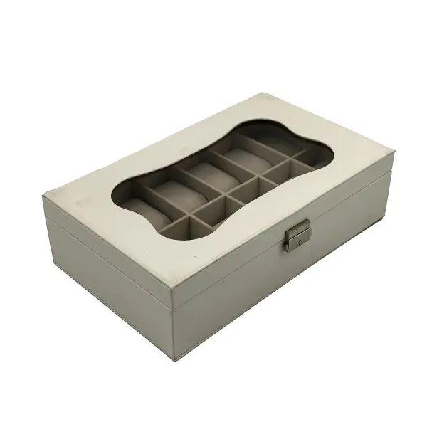 Dėžutė laikrodžiams Versa Balta Poliuretanas Popierius Veidrodis Medžio MDF 20 x 8,5 x 32,5 cm