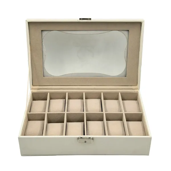 Dėžutė laikrodžiams Versa Balta Poliuretanas Popierius Veidrodis Medžio MDF 20 x 8,5 x 32,5 cm
