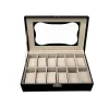 Коробка для часов Versa Чёрный Полиуретан бумага Зеркало Деревянный MDF 20 x 8,5 x 32,5 cm