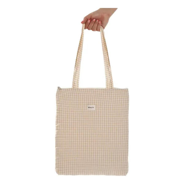 Women's Handbag Versa Vichy Beige 40 x 33 cm
