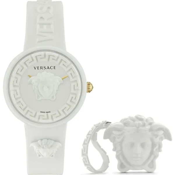 Naiste Kell Versace MEDUSA POP 3H + VERSACE WHITE SILICON PURSE (Ø 39 mm)