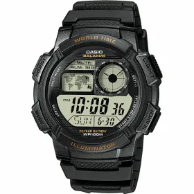 Unisex kellot Casio WORLD TIME ILLUMINATOR - 5 ALARMS. 10 YEAR BATTERY Musta Harmaa (Ø 48 mm)