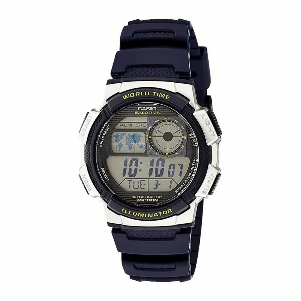Мужские часы Casio WORLD TIME ILLUMINATOR - 5 ALARMS, 10 YEAR BATTERY Чёрный Серый (Ø 40 mm) (Ø 43 mm)