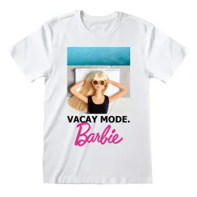 Marškinėliai su trumpomis rankovėmis Barbie Vacay Mode Balta Abiejų lyčių