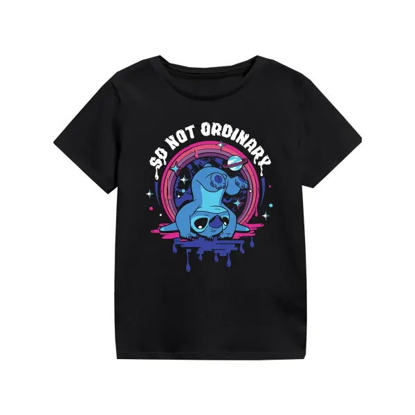 Vaikiška Marškinėliai su trumpomis rankovėmis Stitch So Not Ordinary Juoda