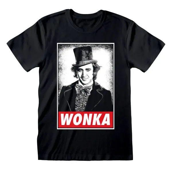 Uniseksiniai marškinėliai su trumpomis rankovėmis Willy Wonka Wonka Juoda