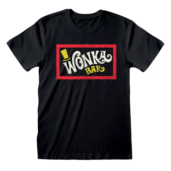 Lühikeste varrukatega T-särk, meeste ja naiste Willy Wonka Wonka Bar Must
