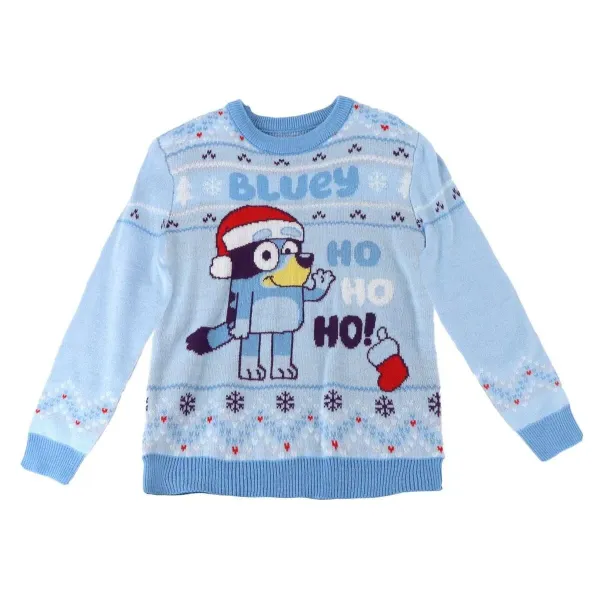Uniseksinis megztinis Bluey Christmas Šviesiai mėlyna